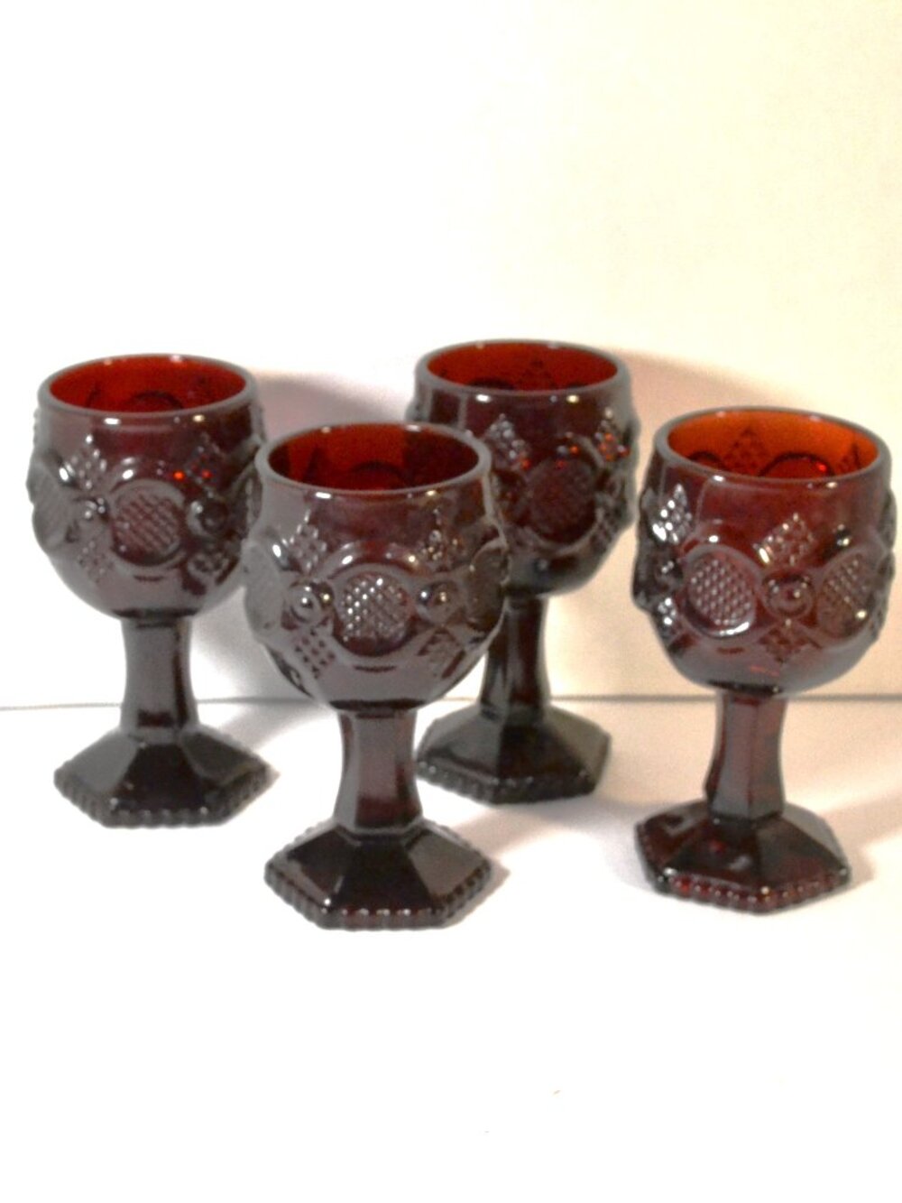 Avon Ruby Red Stem Goblets Set Of 4 Decor Accent